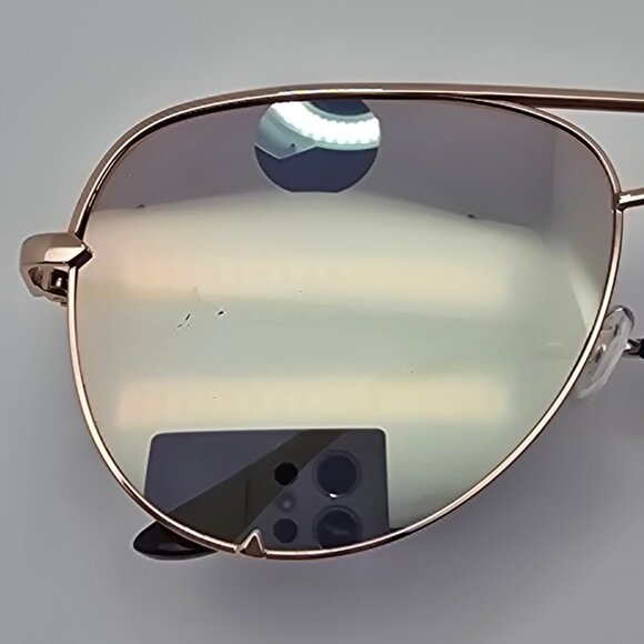 Quay Australia High Key Gold Frame Gold Mirror Lens Oversized Aviator Sunglasses - Picture 16 of 16